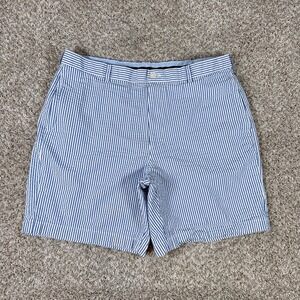 Brooks Brothers Shorts Mens 40 Blue White Striped Seersucker Cotton Preppy Golf